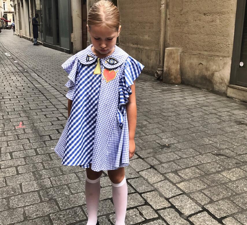 Baby Clothing Patterns Free - Robe d'été à carreaux rayée bleue