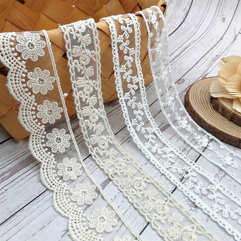 Baby Clothing Material - Fil de coton brodé blanc Beige,