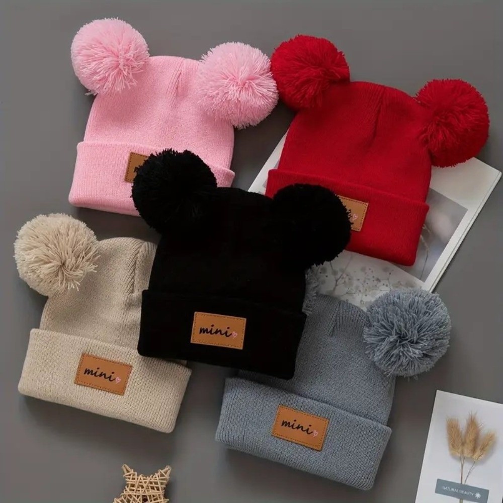 Baby Hat Beanie - Bonnet tricoté Double boule pour bébé