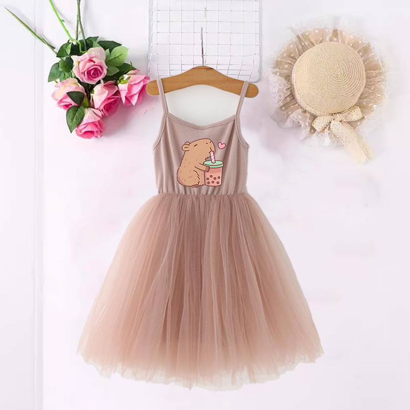 Baby Clothing For Summer - Capybara filles robes Anime imprimé mignon
